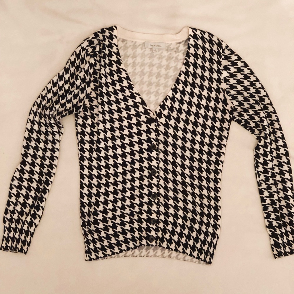 Herringbone print cardigan